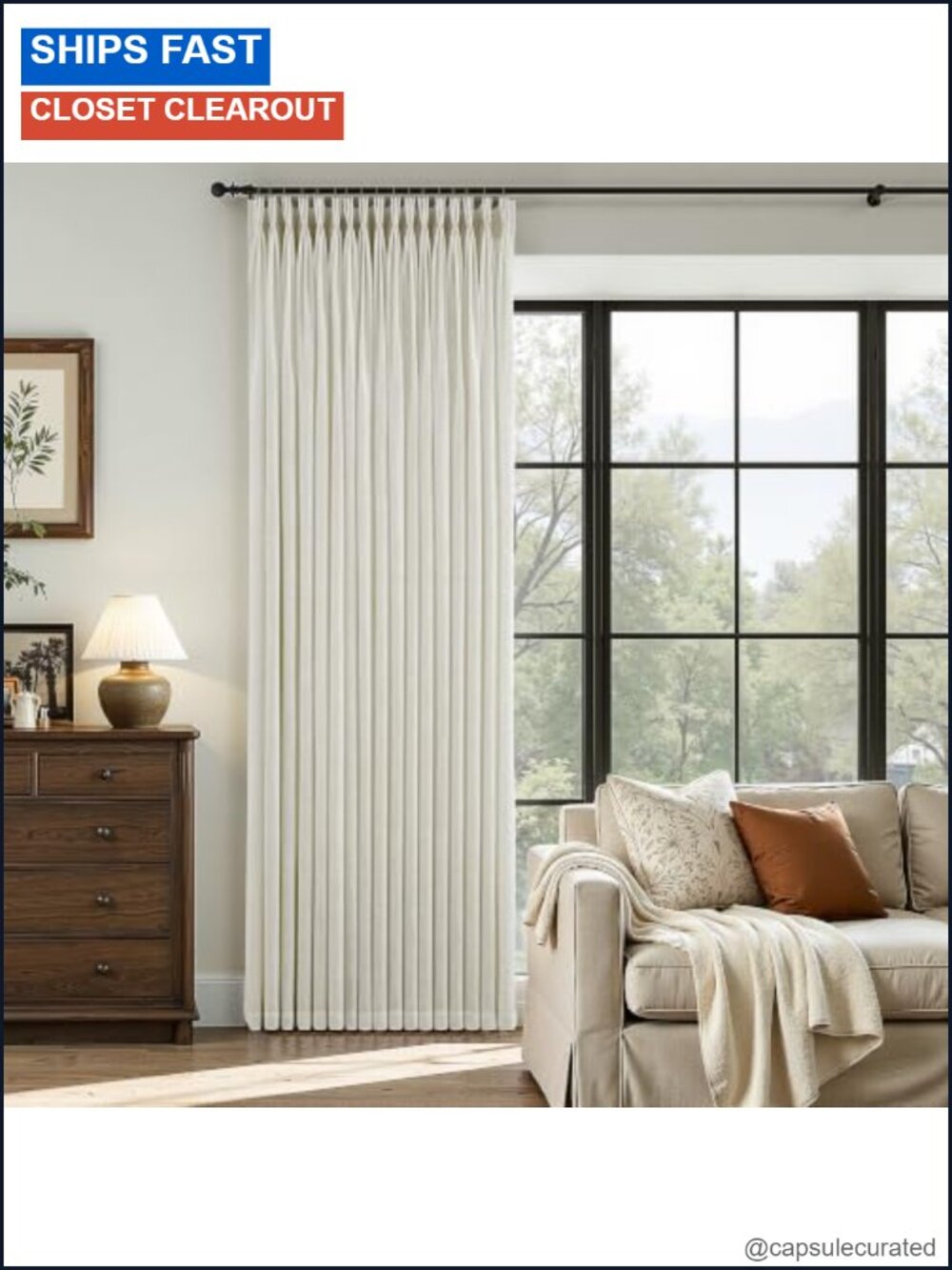 Pinch Pleated Linen Blend Curtains 96 Inches Long 2 Panels Light Filtering